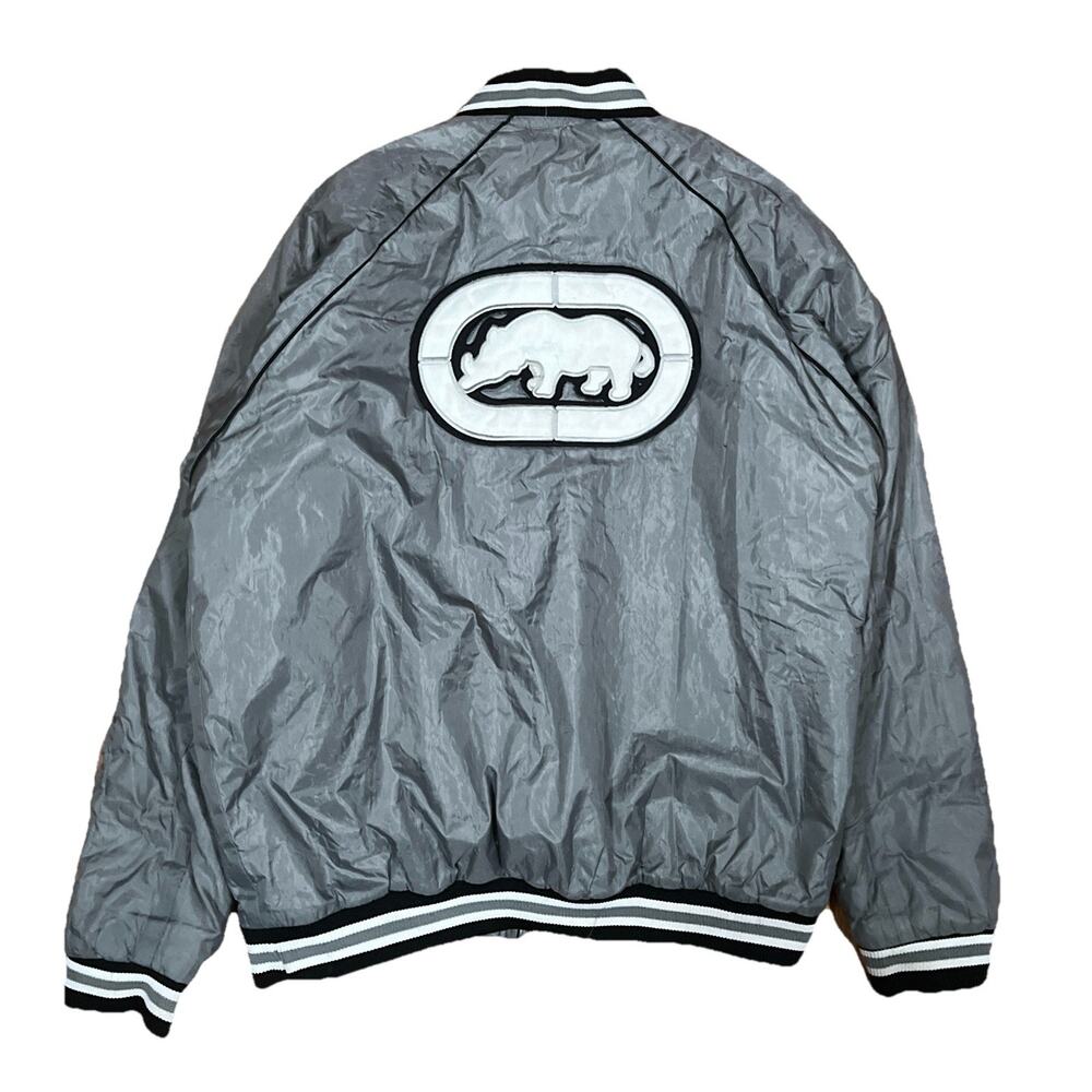 Vintage Ecko Unltd Rhino Jacket Grey Size Large USA 90s Y2K Skater Hip Hop FLAWS